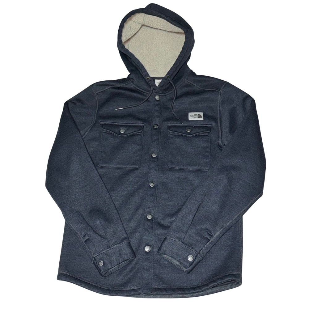 The North Face Mens Small Sherpa Patrol Snap Up Hoodie Charcoal Grey